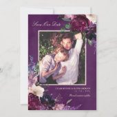 Eggpflanze Lila florales Foto Rette unser Datum Ankündigung (Vorderseite)