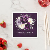 Eggpflanze Lila Pflaume Elfenbeinblütenhochzeit Na Serviette (Beispiel)