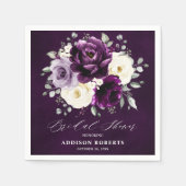 Eggpflanze Lila Pflaume Elfenbeinweißes Brautparty Serviette (Vorderseite)