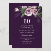 Eggpflanze Lila Pflaume Rose Frauen 60. Geburtstag Einladung (Vorne/Hinten)