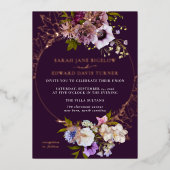 Eggpflanze Lila Plum floral Folieneinladung (Vorderseite)