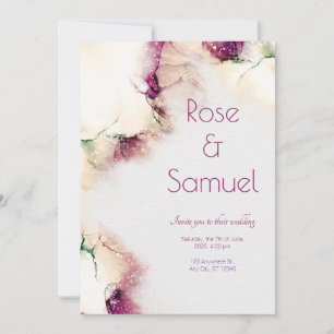 Eggplant Alcohol Ink Elegante Hochzeit Einladung