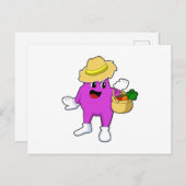 Eggplant als Bauer mit Carrot Postkarte (Vorne/Hinten)