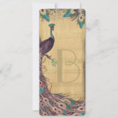 Eggplant Aqua Vintag Peacock Wedding Einladung (Rückseite)