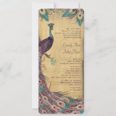 Eggplant Aqua Vintag Peacock Wedding Einladung (Vorderseite)