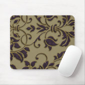 Eggplant auf Tan Satin Damask Mousepad (Mit Mouse)