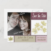 Eggplant Autumn Floral Save the Date Postcard Ankündigungspostkarte (Vorne/Hinten)