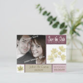 Eggplant Autumn Floral Save the Date Postcard Ankündigungspostkarte (Stehend Vorderseite)