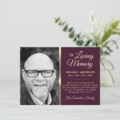 Eggplant Beileid Beerdigung Gedächtnis DANK IHNEN Dankeskarte (Stehend Vorderseite)