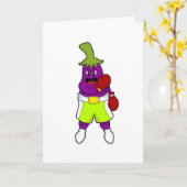 Eggplant beim Boxen mit Boxhandschuhen Karte (Gelbe Blume)