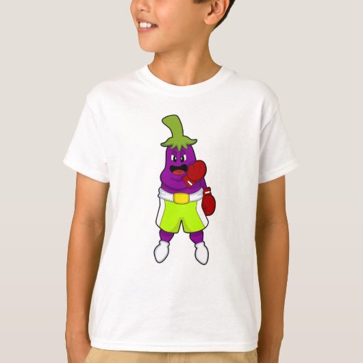 Eggplant beim Boxen mit Boxhandschuhen T-Shirt (Vorderseite)