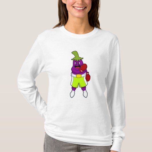 Eggplant beim Boxen mit Boxhandschuhen T-Shirt (Vorderseite)