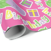 Eggplant Birthday Pattern Geschenkpapier (Rolleneckpunkt)