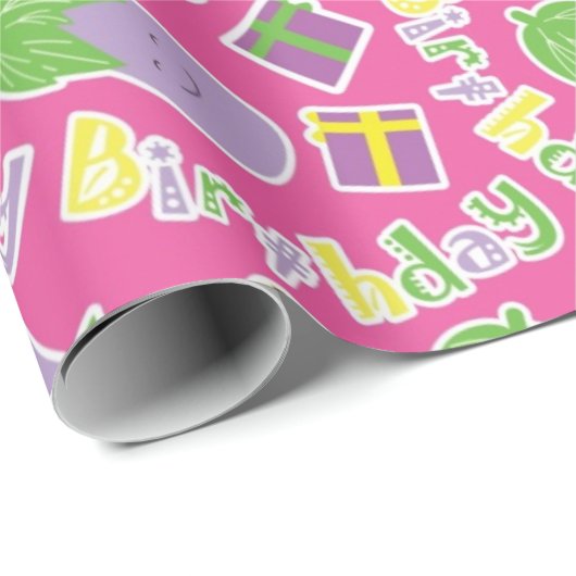 Eggplant Birthday Pattern Geschenkpapier (Rolleneckpunkt)