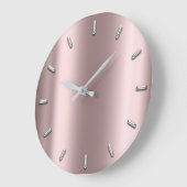 Eggplant Blush Metallic Minimal Silver Gray Große Wanduhr (Winkel)