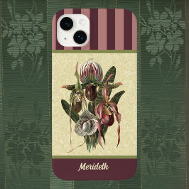 Eggplant Boho Green Lady Slipper Orchid mit Namen Case-Mate iPhone 14 Plus Hülle