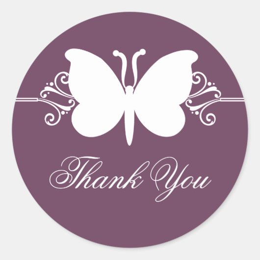 Eggplant Butterfly Wirbel Danke Stickers (Vorderseite)