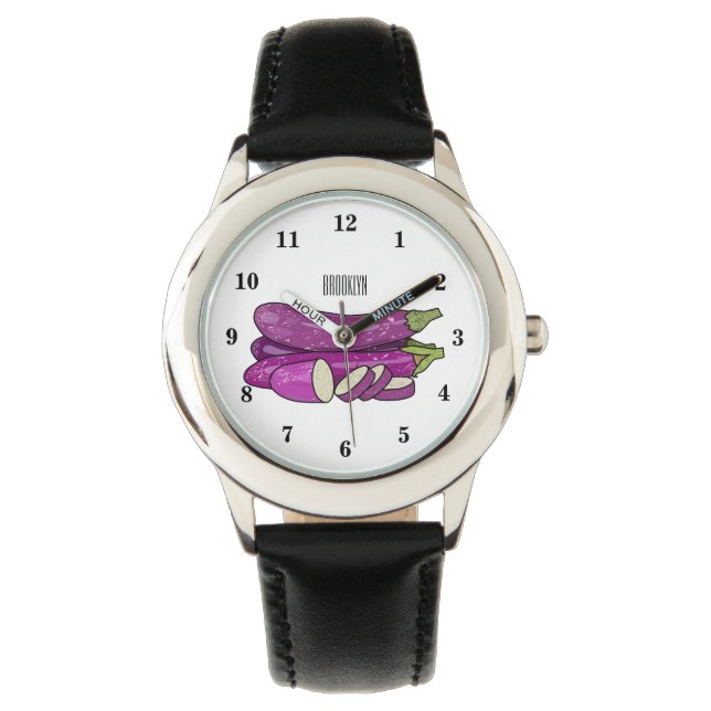 Eggplant Cartoon-Abbildung Armbanduhr (Vorderseite)