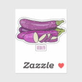 Eggplant Cartoon-Abbildung Aufkleber (Blatt)