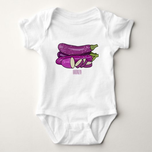 Eggplant Cartoon-Abbildung Baby Strampler (Vorderseite)