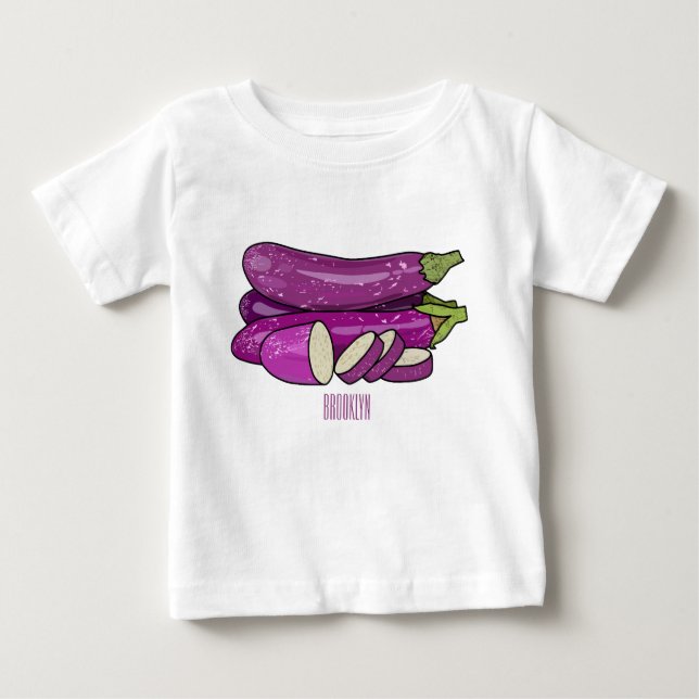 Eggplant Cartoon-Abbildung Baby T-shirt (Vorderseite)