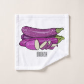 Eggplant Cartoon-Abbildung Badhandtuch Set (Waschlappen)