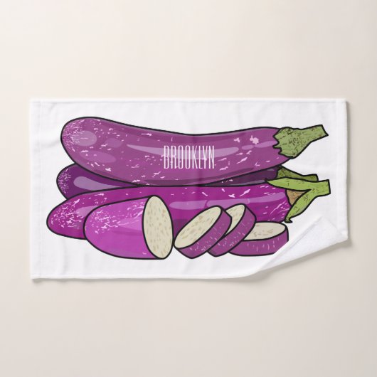 Eggplant Cartoon-Abbildung Badhandtuch Set (Handtuch)
