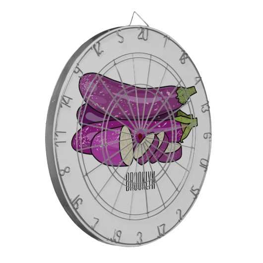 Eggplant Cartoon-Abbildung Dartscheibe (Vorderseite Links)