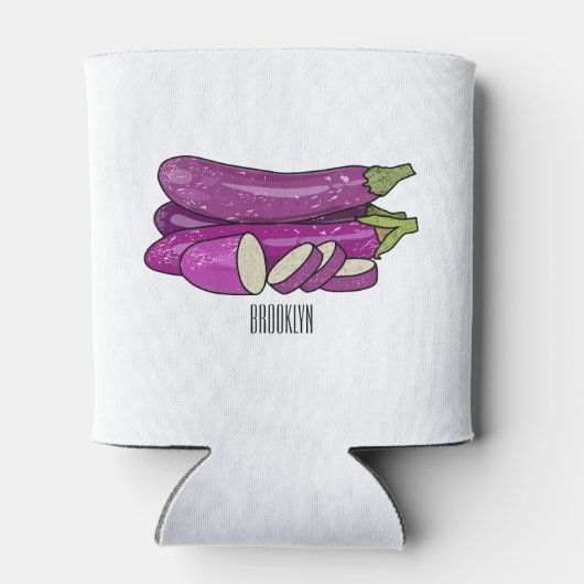 Eggplant Cartoon-Abbildung Dosenkühler (Rückseite)