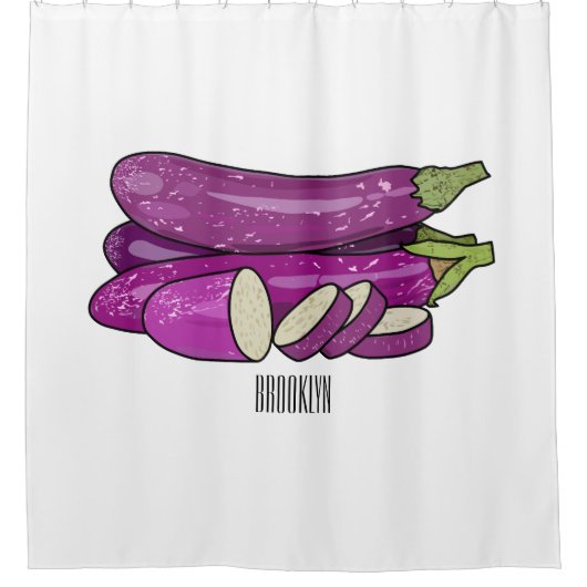 Eggplant Cartoon-Abbildung Duschvorhang (Vorderseite)