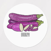 Eggplant Cartoon-Abbildung Etiketten (Design 2)