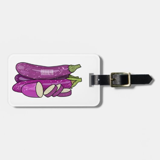 Eggplant Cartoon-Abbildung Gepäckanhänger (Vorderseite horizontal)