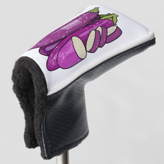 Eggplant Cartoon-Abbildung Golf Headcover (3/4 Vorderseite)