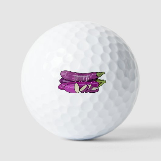 Eggplant Cartoon-Abbildung Golfball (Vorderseite)