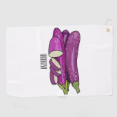Eggplant Cartoon-Abbildung Golfhandtuch (Horizontal)