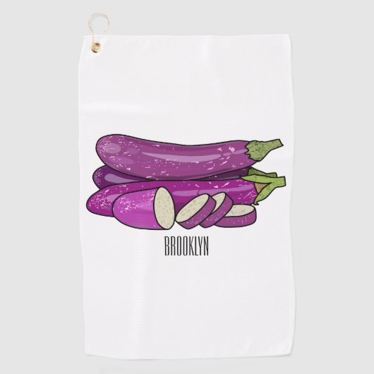 Eggplant Cartoon-Abbildung Golfhandtuch (Vorderseite)