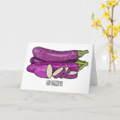 Eggplant Cartoon-Abbildung Karte (Gelbe Blume)
