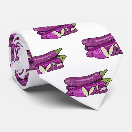 Eggplant Cartoon-Abbildung Krawatte (Gerollt)