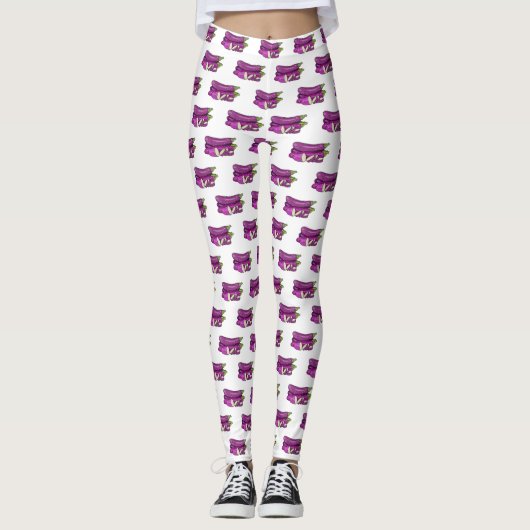 Eggplant Cartoon-Abbildung Leggings (Vorderseite)