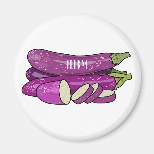 Eggplant Cartoon-Abbildung Magnet (Vorne)