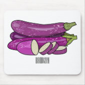 Eggplant Cartoon-Abbildung Mousepad (Vorne)