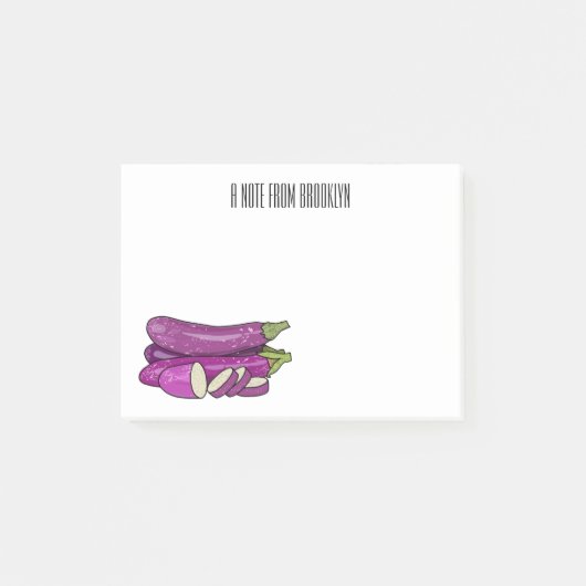 Eggplant Cartoon-Abbildung Post-it Klebezettel (Vorderseite)