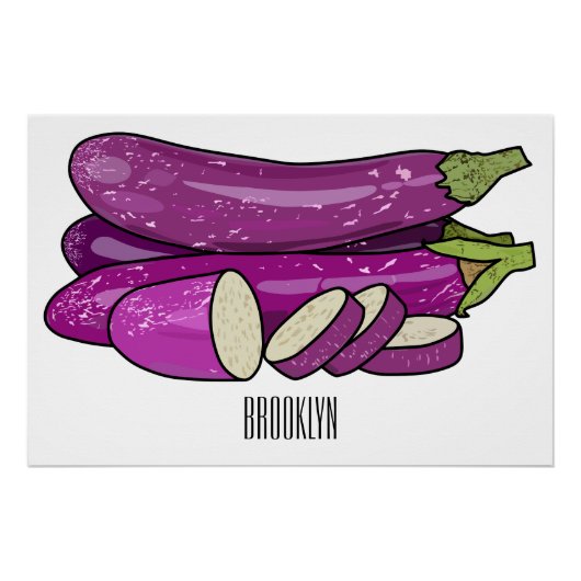 Eggplant Cartoon-Abbildung Poster (Vorderseite)