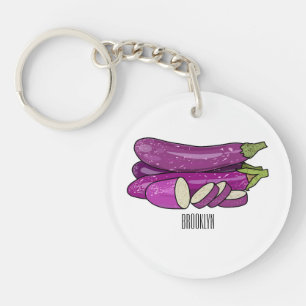 Eggplant Cartoon-Abbildung Schlüsselanhänger