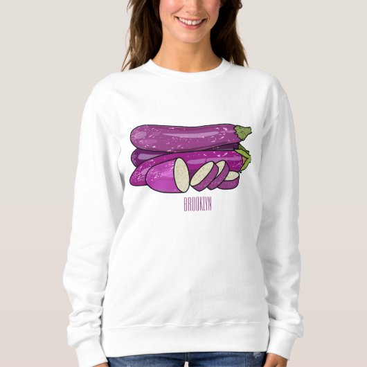 Eggplant Cartoon-Abbildung Sweatshirt (Vorderseite)