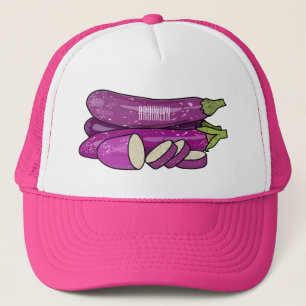 Eggplant Cartoon-Abbildung Truckerkappe