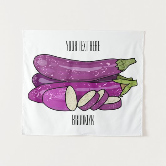 Eggplant Cartoon-Abbildung Wandteppich (Vorderseite (Horizontal))