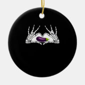 Eggplant Classic - Skeleton Hands Herz Keramik Ornament (Vorne)
