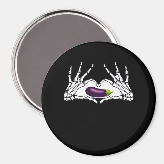 Eggplant Classic - Skeleton Hands Herz Magnet (Vorderseite/Rückseite)