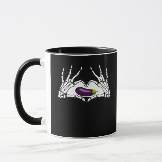 Eggplant Classic - Skeleton Hands Herz Tasse (Links)